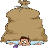 16147204-man-crushed-by-a-bag-vector-illustration